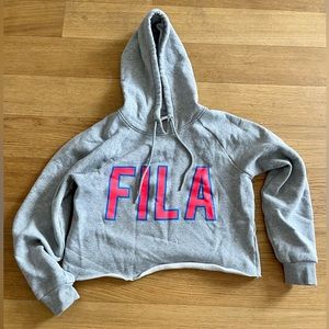 FILA x Soul Cycle Grey Cut Off Hoodie Sweatshirt